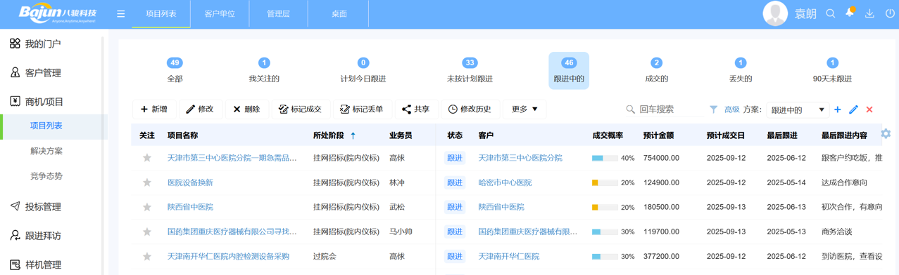 △八駿醫(yī)療云CRM產(chǎn)品截圖